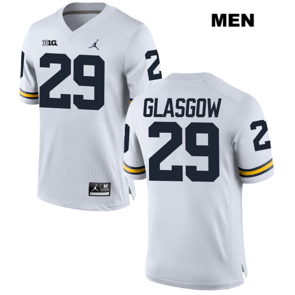 Men's NCAA Michigan Wolverines Jordan Glasgow #29 White Jordan Brand Authentic Stitched Football College Jersey BT25W26MJ